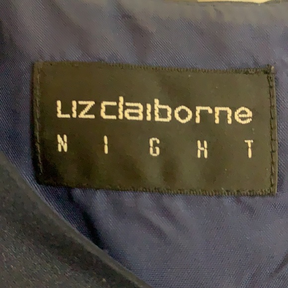 Liz Claiborne navy blue dress with flower beading - Picture 2 of 6